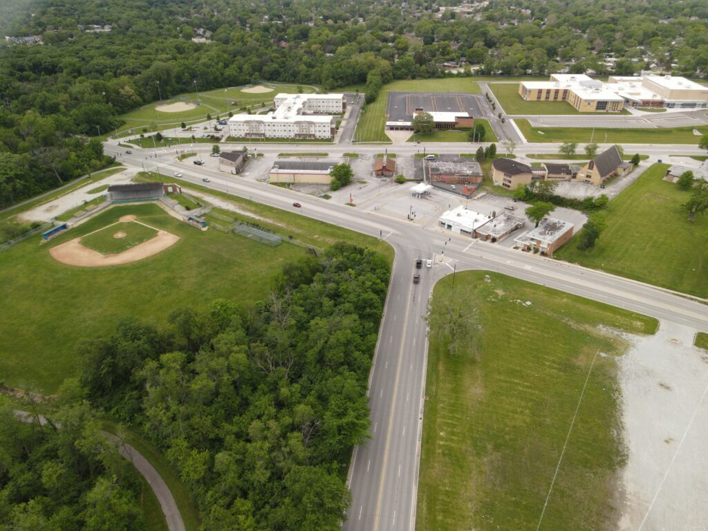 Aerial view of an institutional area