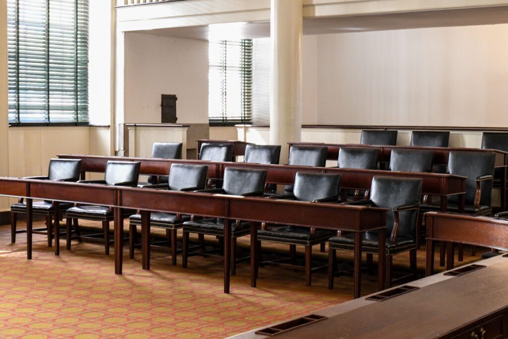 An empty hearing room
