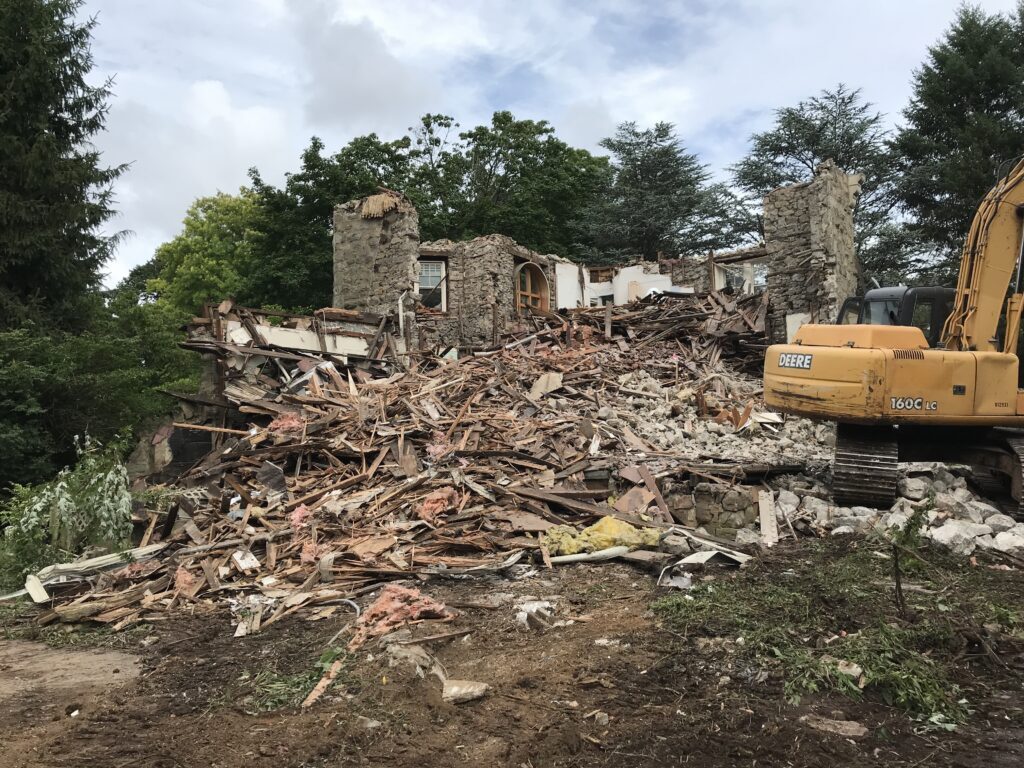An old house being demolished