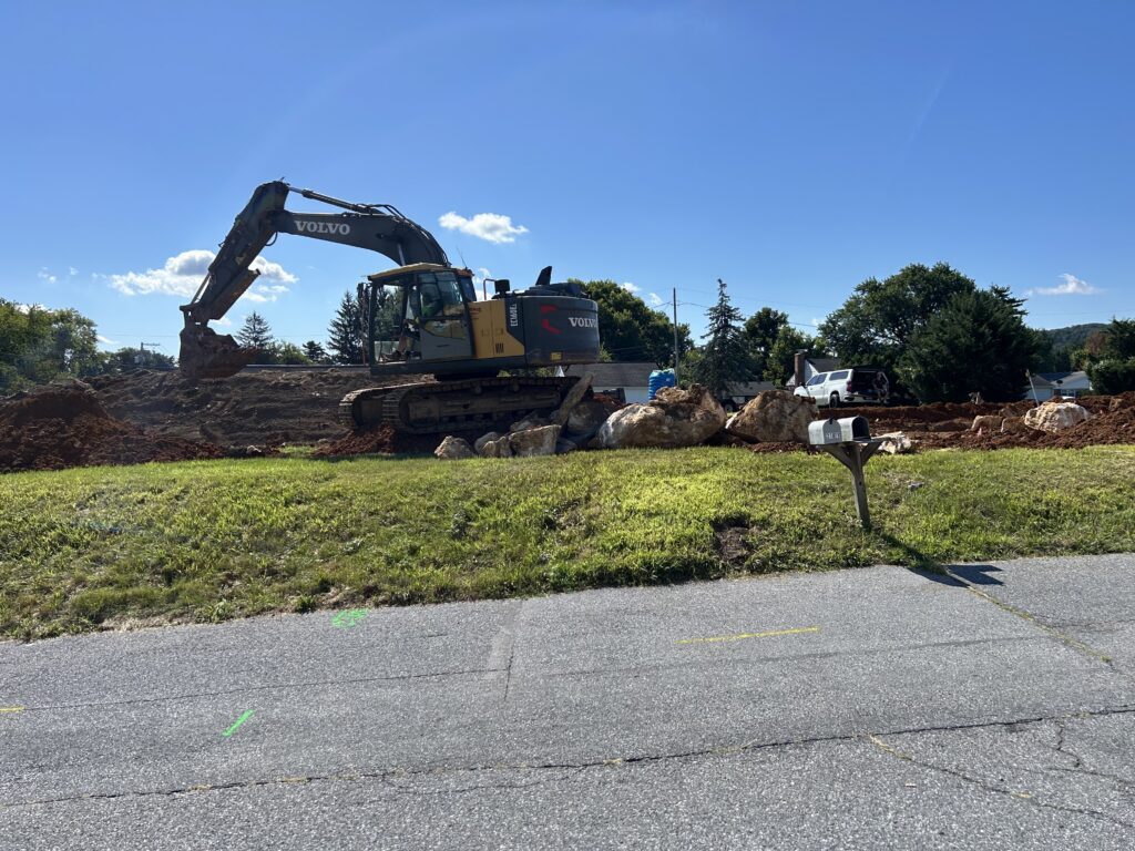 Case Study: Hershey Infill Development An excavator at work